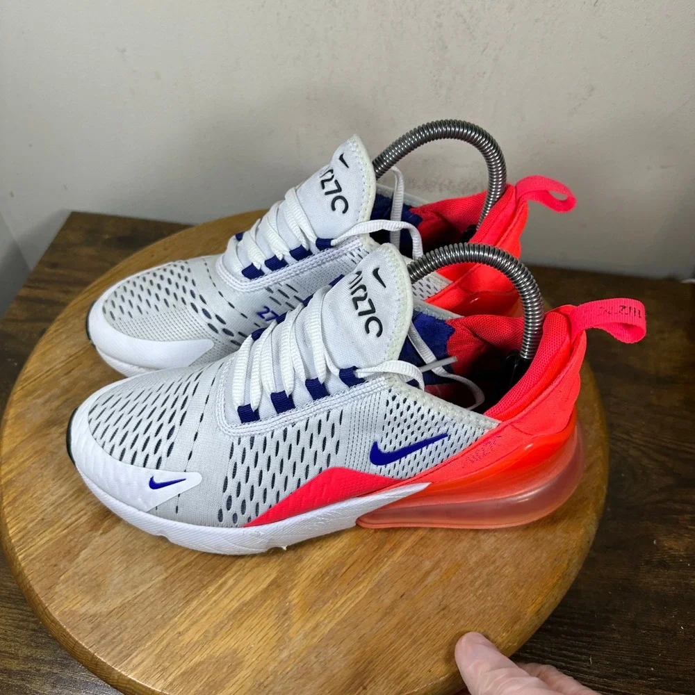Nike Air Max 270 Womens 8 White Ultramarine Solar Red AH6789-101 Running Shoes